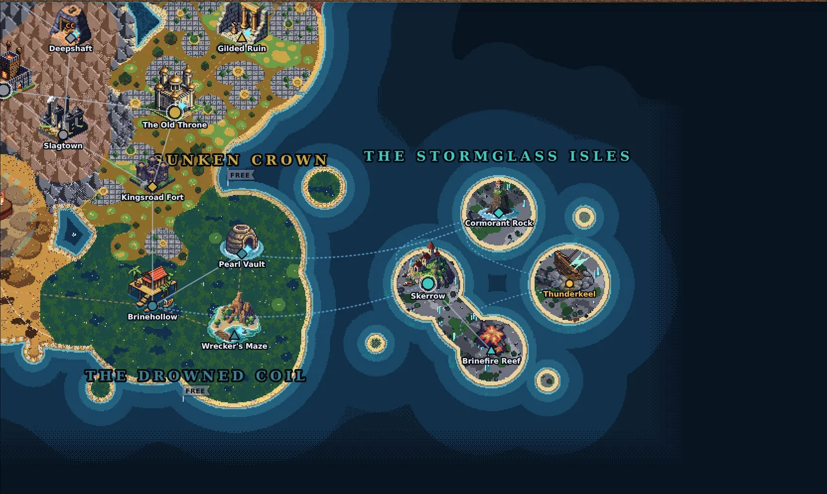 The Sunken Crown and the Stormglass Isles on the world map